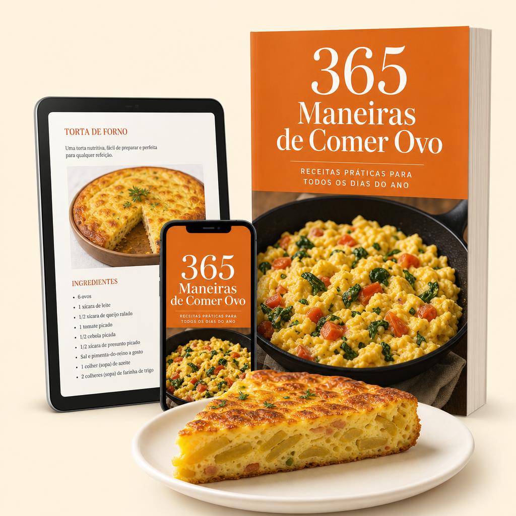 E-book 365 Maneiras de Comer Ovo aberto no tablet e celular